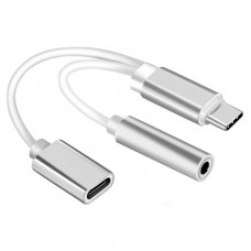 Купить адаптер 2 в 1 USB Type C в AUX 3.5мм с портом зарядки KS-is (KS-391)