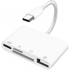 USB-C картридер 4 в 1 на SD, TF, USB OTG, PD KS-is (KS-399)