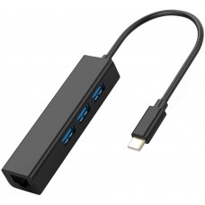 USB-С hub USB 3.0 с портом RJ45 Gigabit LAN KS-is (KS-410)