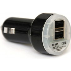 Универсальное зарядное устройство два порта USB от прикуривателя авто KS-is Duoco (KS-087)